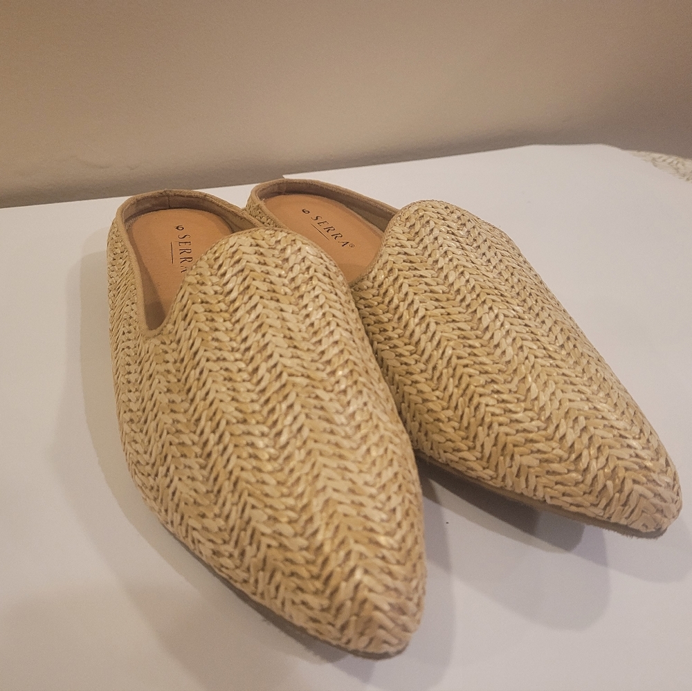Straw Woven Mule Slides